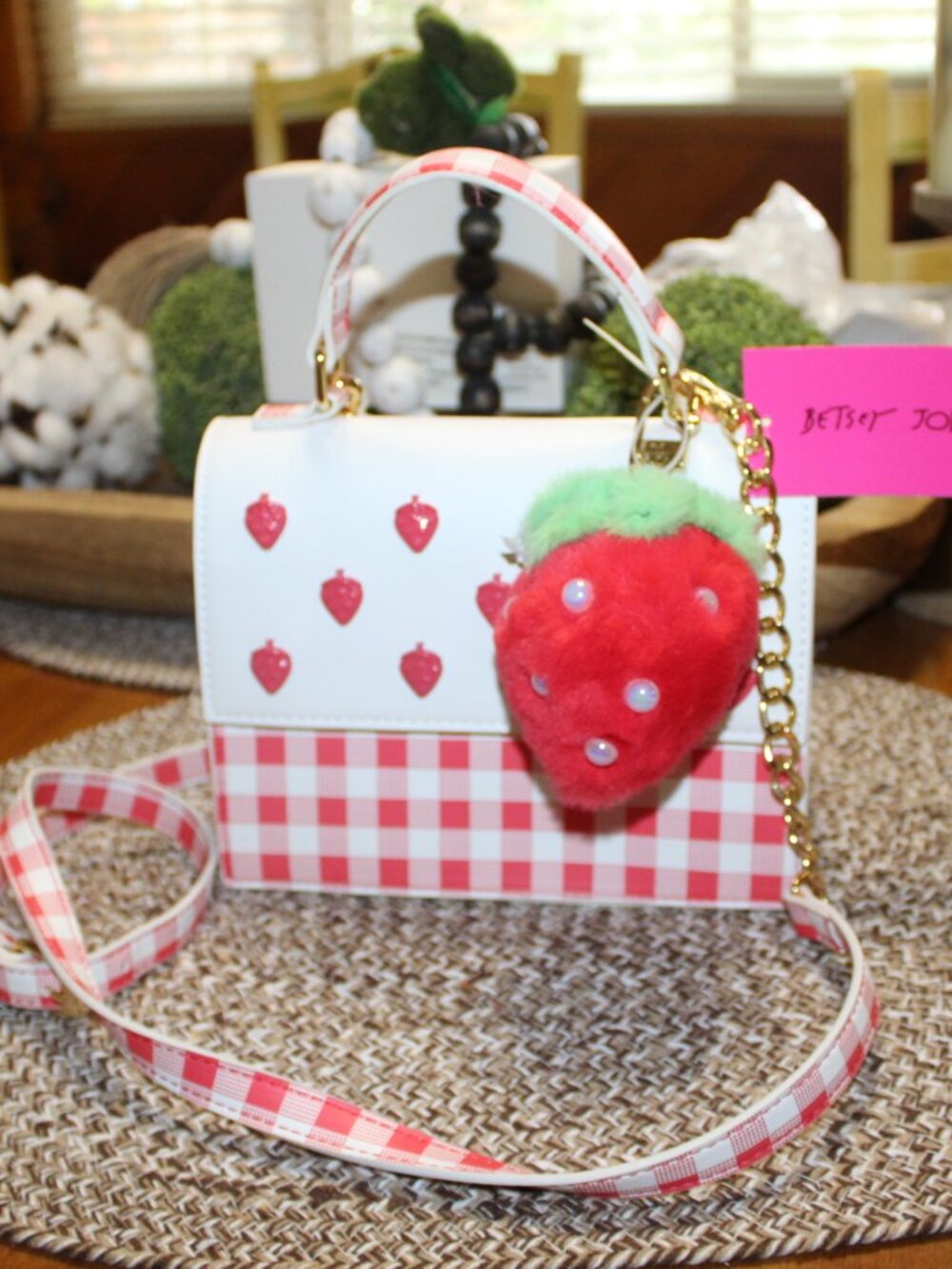 NWT Betsey Johnson Red White Strawberry crossbody purse DARLING! FUN!